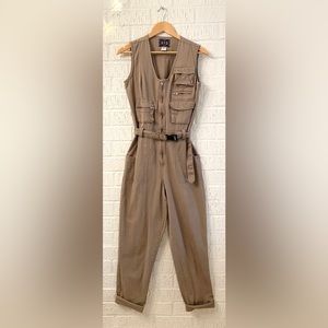 Vintage 90s 2000s Sleeveless Cargo Jumpsuit Boilersuit Size Small